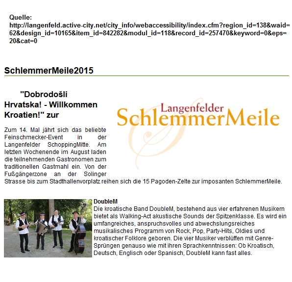 Kroatische Band Double M - Schlemmermeile 2015 Langenfeld 1
